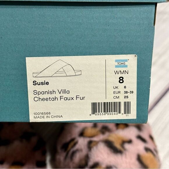 NIB! Toms Susie Spanish Villa Faux Fur Cheetah Slip On Slippers Slides Size 8 - Picture 4 of 8
